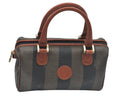 Fendi Pecan Pi Buishi Leather Boston Handbag Brown