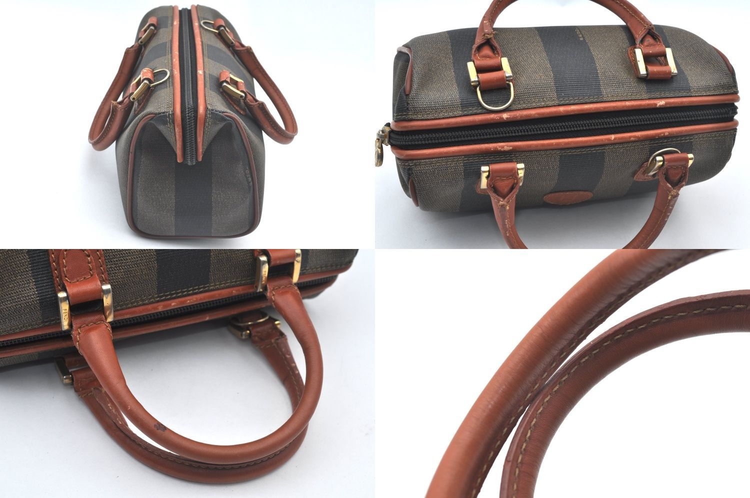 Fendi Pecan Pi Buishi Leather Boston Handbag Brown — view 5