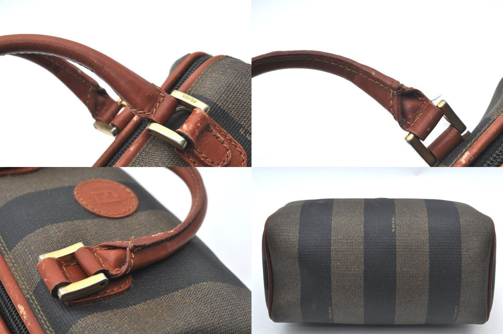 Fendi Pecan Pi Buishi Leather Boston Handbag Brown — view 6