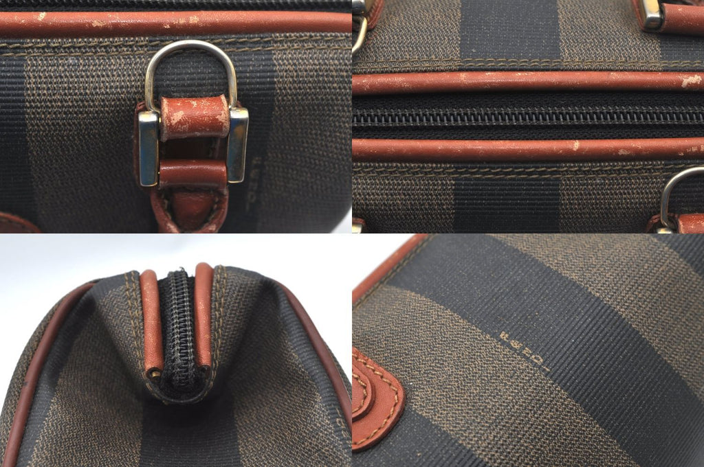 Fendi Pecan Pi Buishi Leather Boston Handbag Brown — view 8