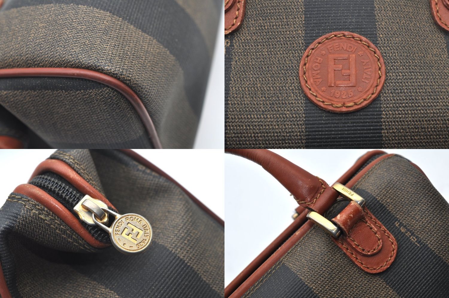 Fendi Pecan Pi Buishi Leather Boston Handbag Brown — view 7