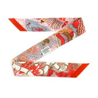 Hermes Twilly Splash Park Seahorse Red Multicolor Silk Scarf — view 7