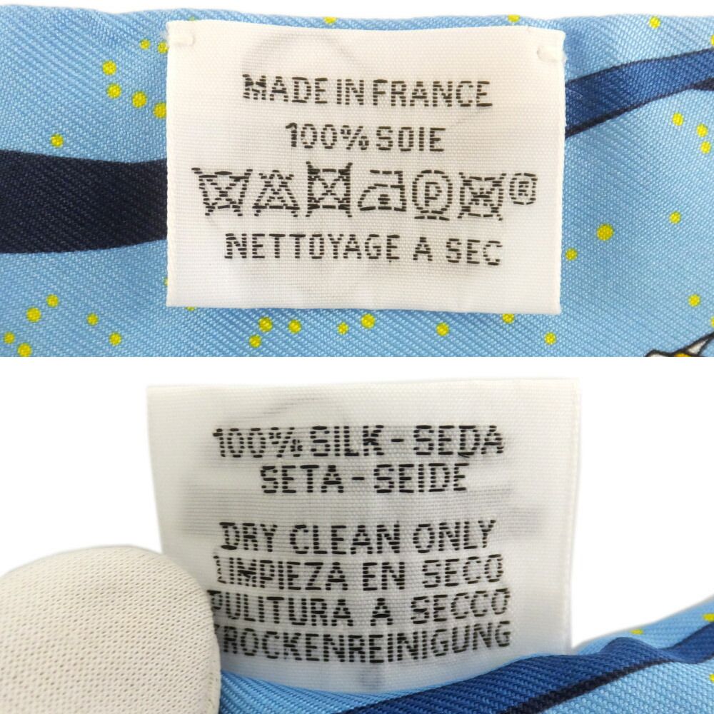 Hermes Twilly Space Darby Light Blue Silk All Over Pattern Scarf — view 5