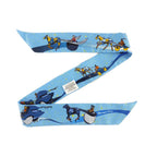 Hermes Twilly Space Darby Light Blue Silk All Over Pattern Scarf — view 6