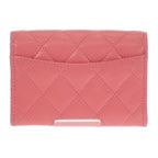 Chanel Classic Flap Card Case Coin Caviar Leather Pink CC Logo Gold Handbag