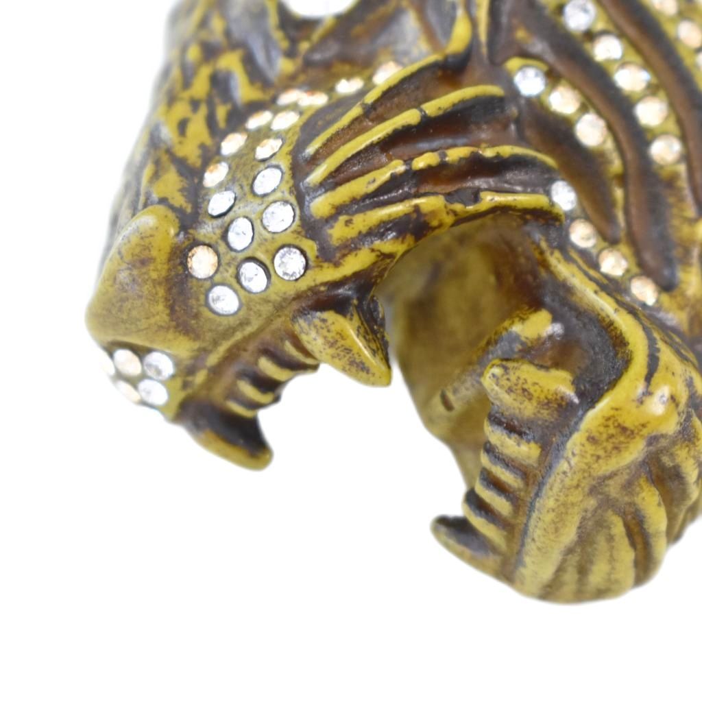 Gucci Taiga Head Brooch Rhinestone Decoration Brown — view 4