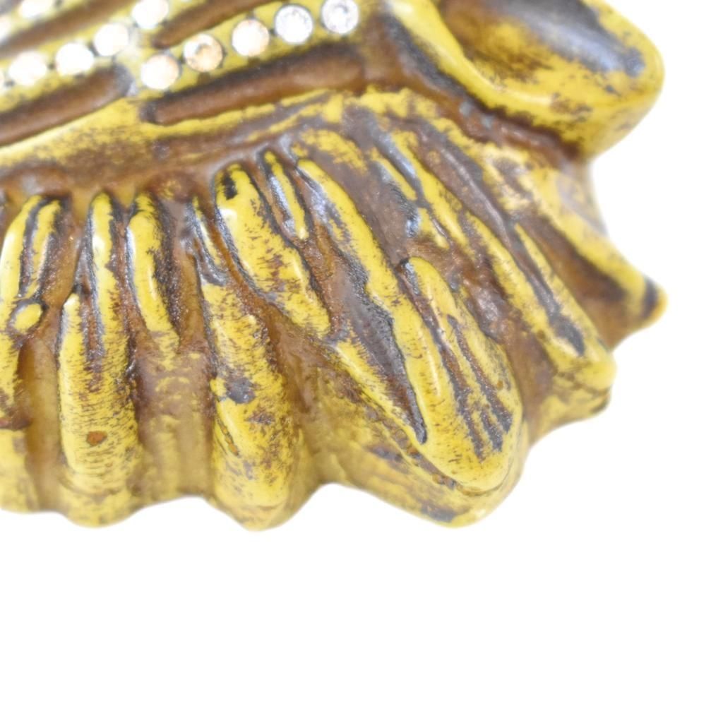 Gucci Taiga Head Brooch Rhinestone Decoration Brown — view 5