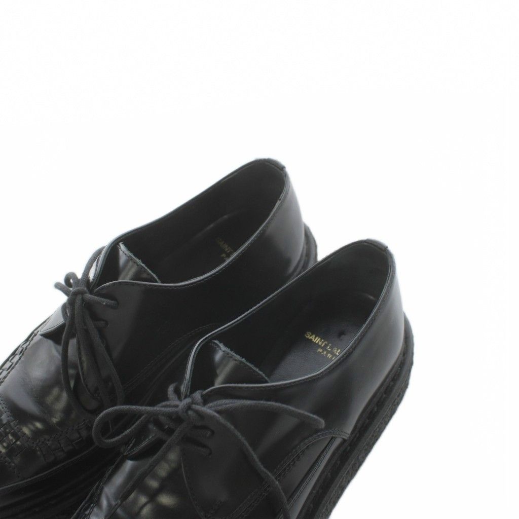 Saint Laurent Paris Creepers Loafers Pointed Toe Leather 37 Black Heel — view 7