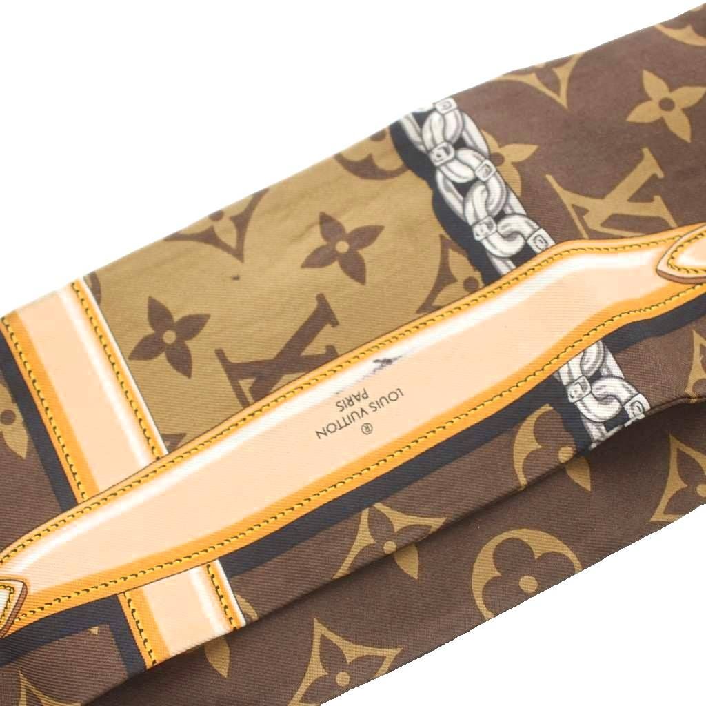 Louis Vuitton Bandeau Monogram Confidential Scarf Silk Brown — view 6