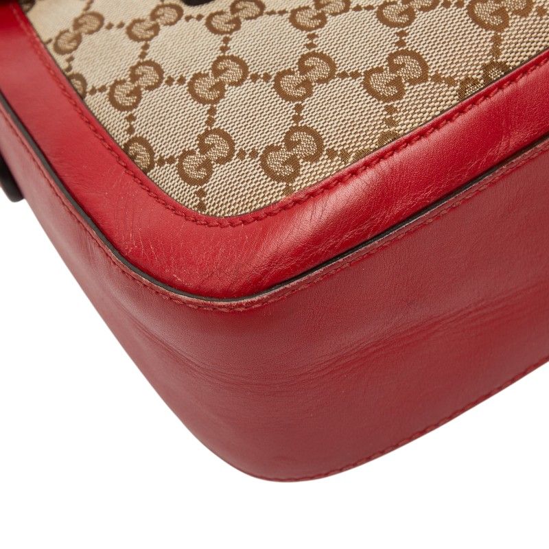 Gucci GG Canvas Sherry Shoulder Bag Beige Red — view 5