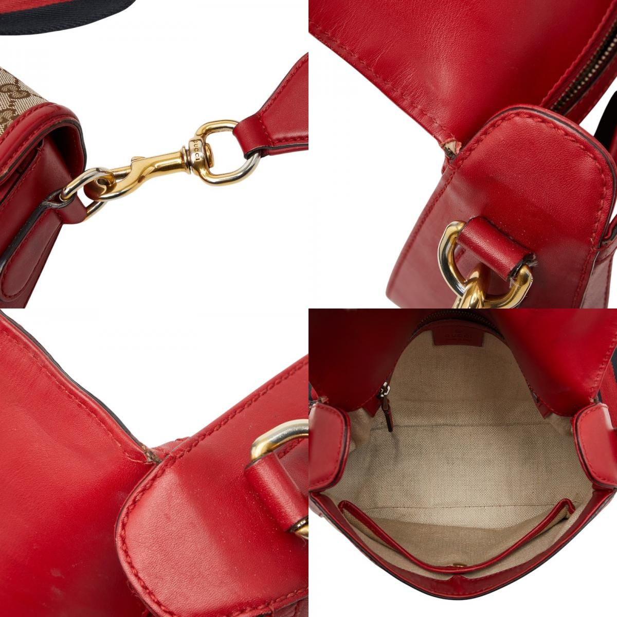 Gucci GG Canvas Sherry Shoulder Bag Beige Red — view 9
