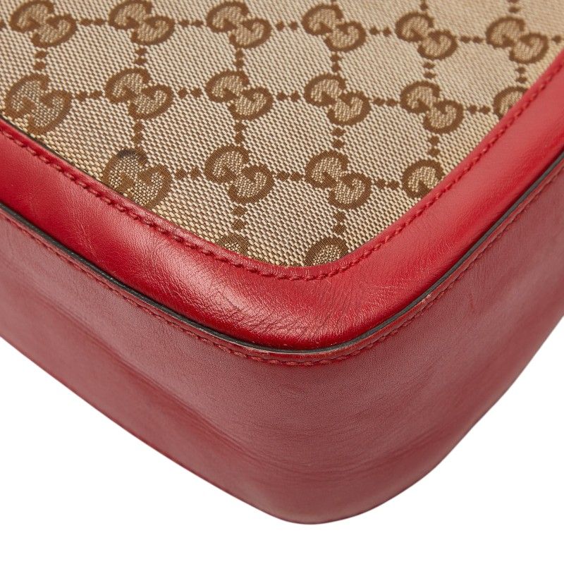 Gucci GG Canvas Sherry Shoulder Bag Beige Red — view 6