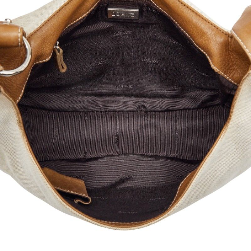Loewe Anagram Studded Crossbody Shoulder Bag White Beige Canvas Leather — view 8