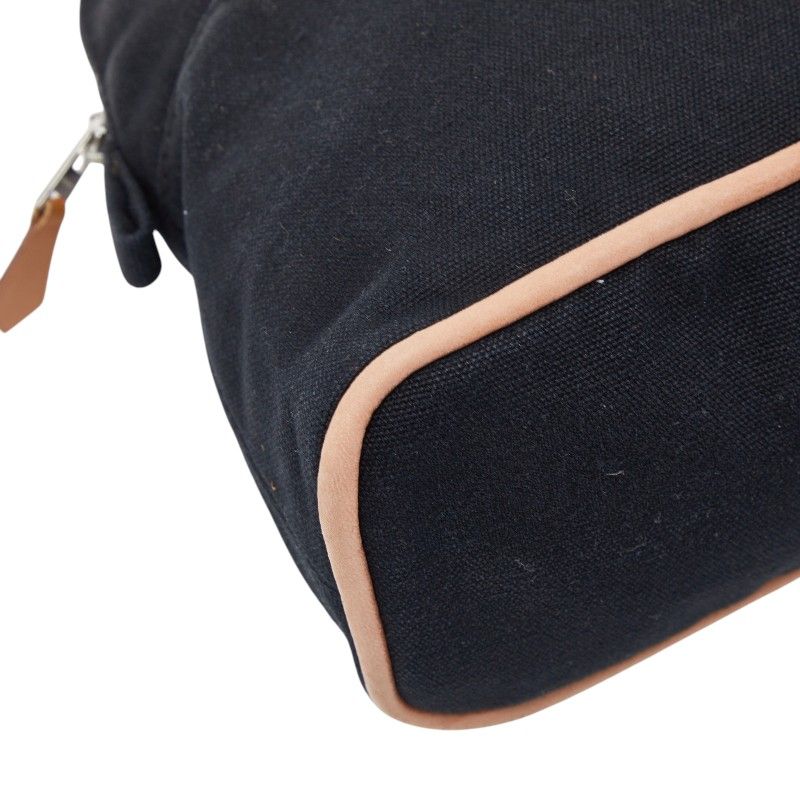 Hermes Bo Reed MM Black Canvas Leather Handbag — view 5