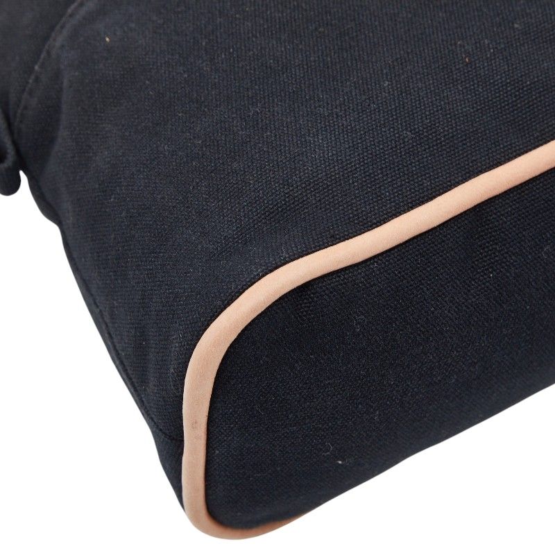 Hermes Bo Reed MM Black Canvas Leather Handbag — view 7