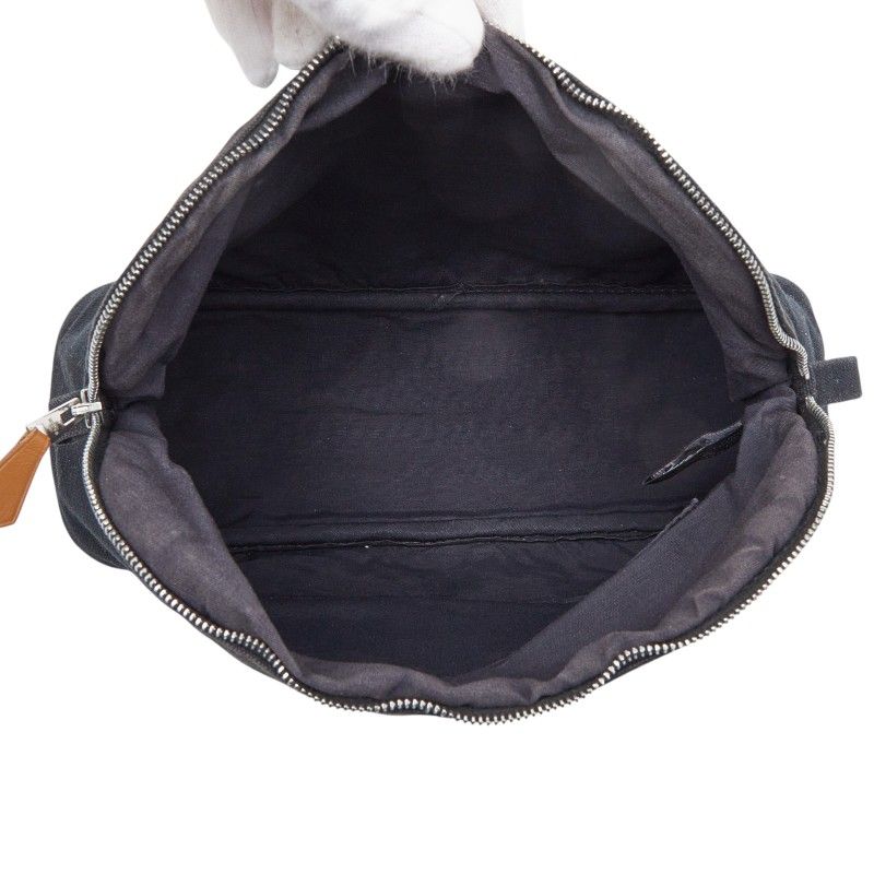 Hermes Bo Reed MM Black Canvas Leather Handbag — view 9