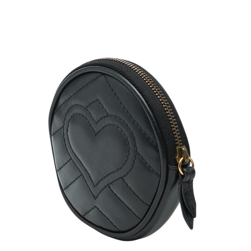 Gucci GG Marmont Quilted Heart Coin Case Black Leather — view 2