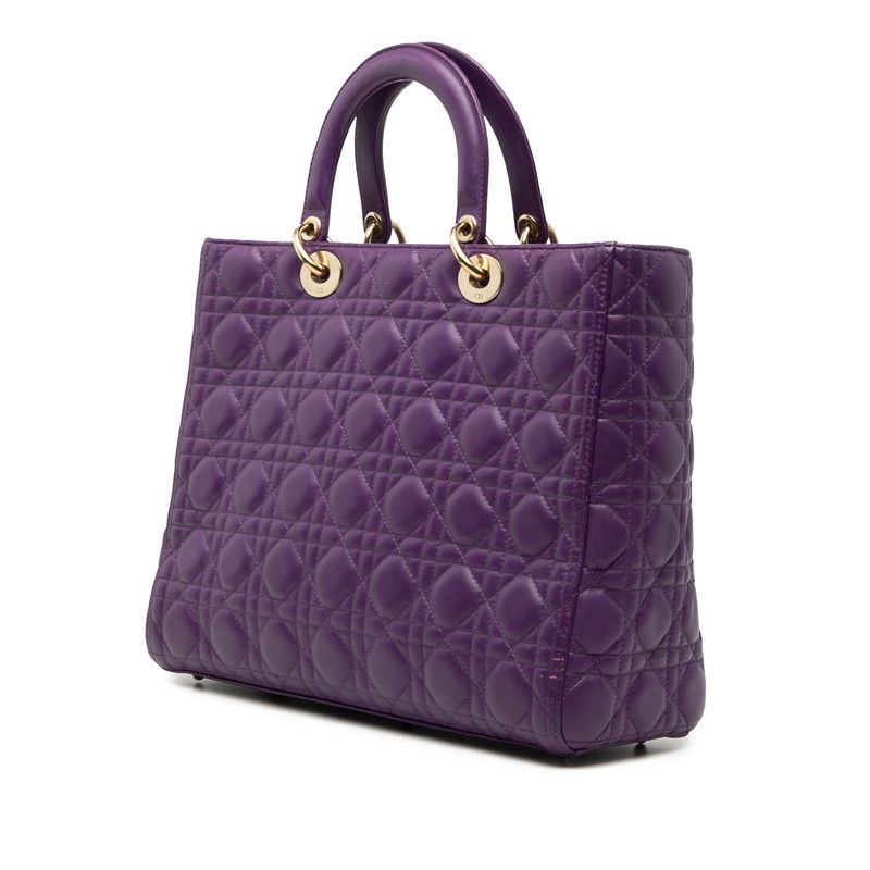 Dior Cannage Large 2-Way Shoulder Bag Purple Leather — view 2