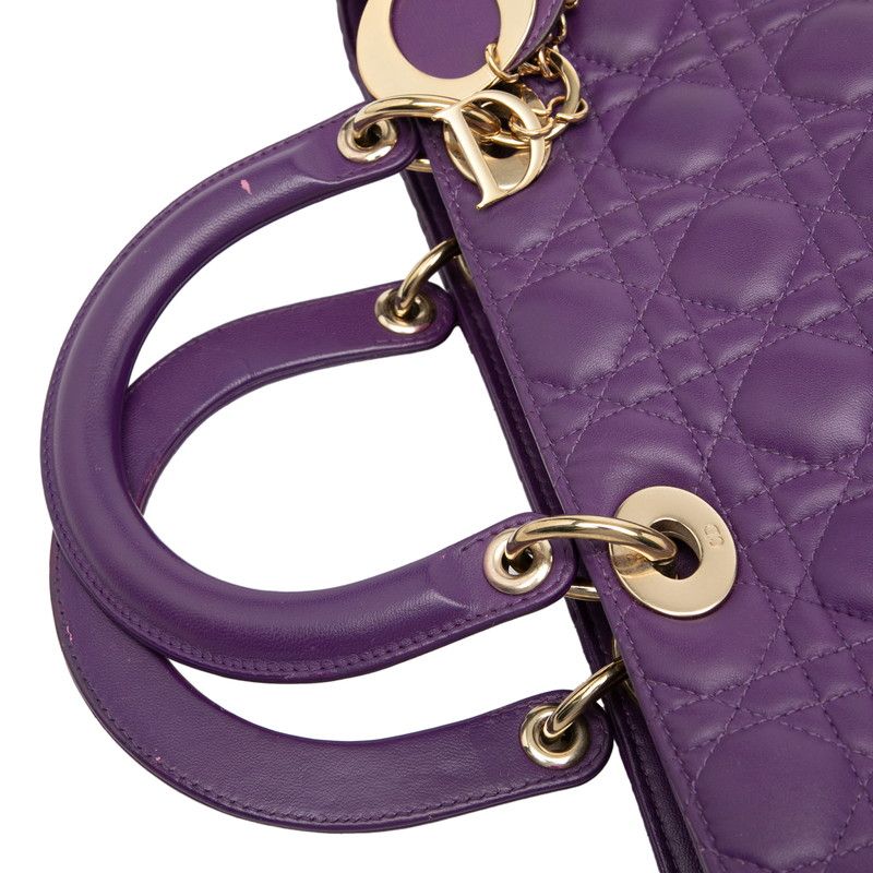 Dior Cannage Large 2-Way Shoulder Bag Purple Leather — view 4