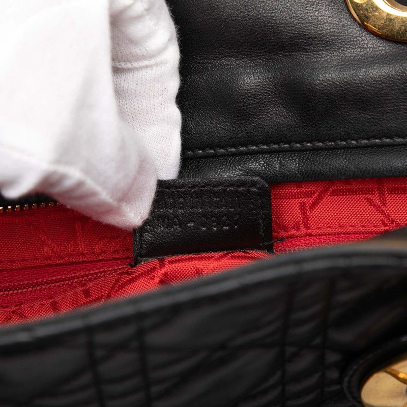 Dior Cannage Large 2-Way Shoulder Bag Black Leather — view 7
