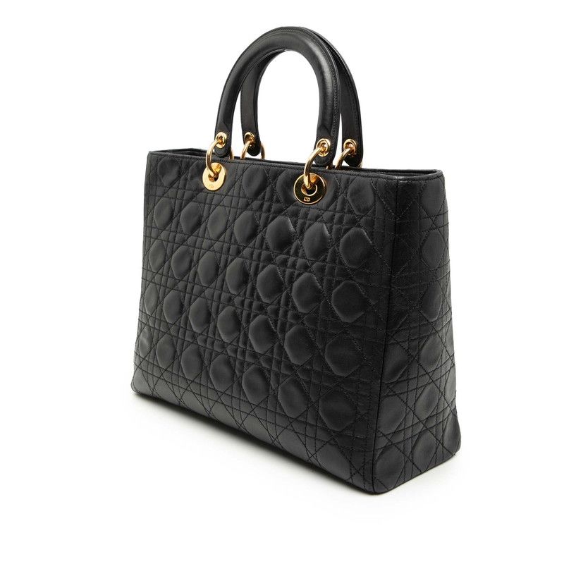 Dior Cannage Large 2-Way Shoulder Bag Black Leather — view 2