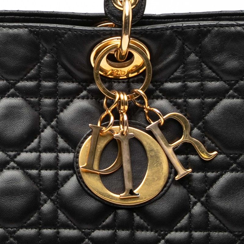Dior Cannage Large 2-Way Shoulder Bag Black Leather — view 4