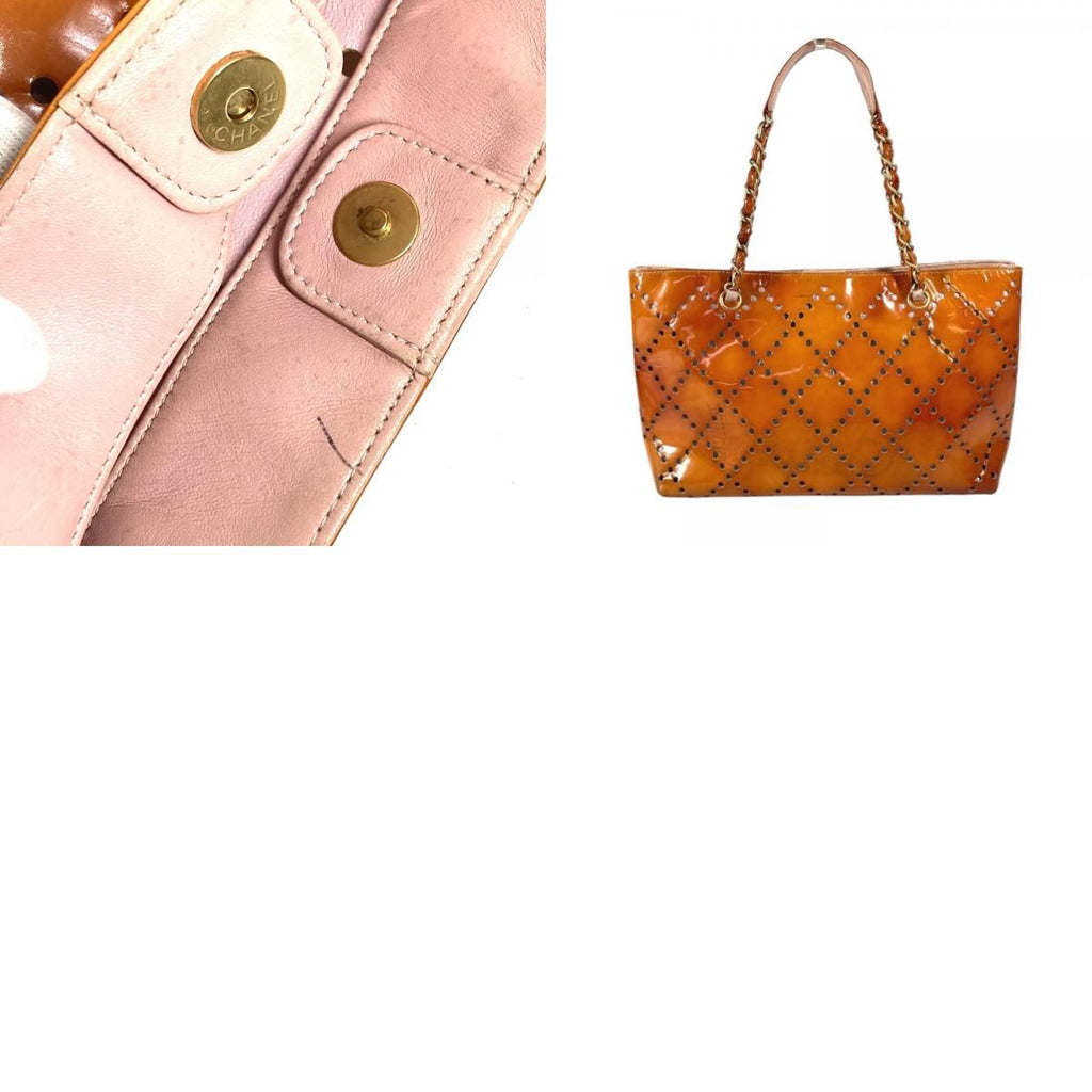 Chanel Shoulder Bag CC Logo Perforated Enamel Pink — view 9