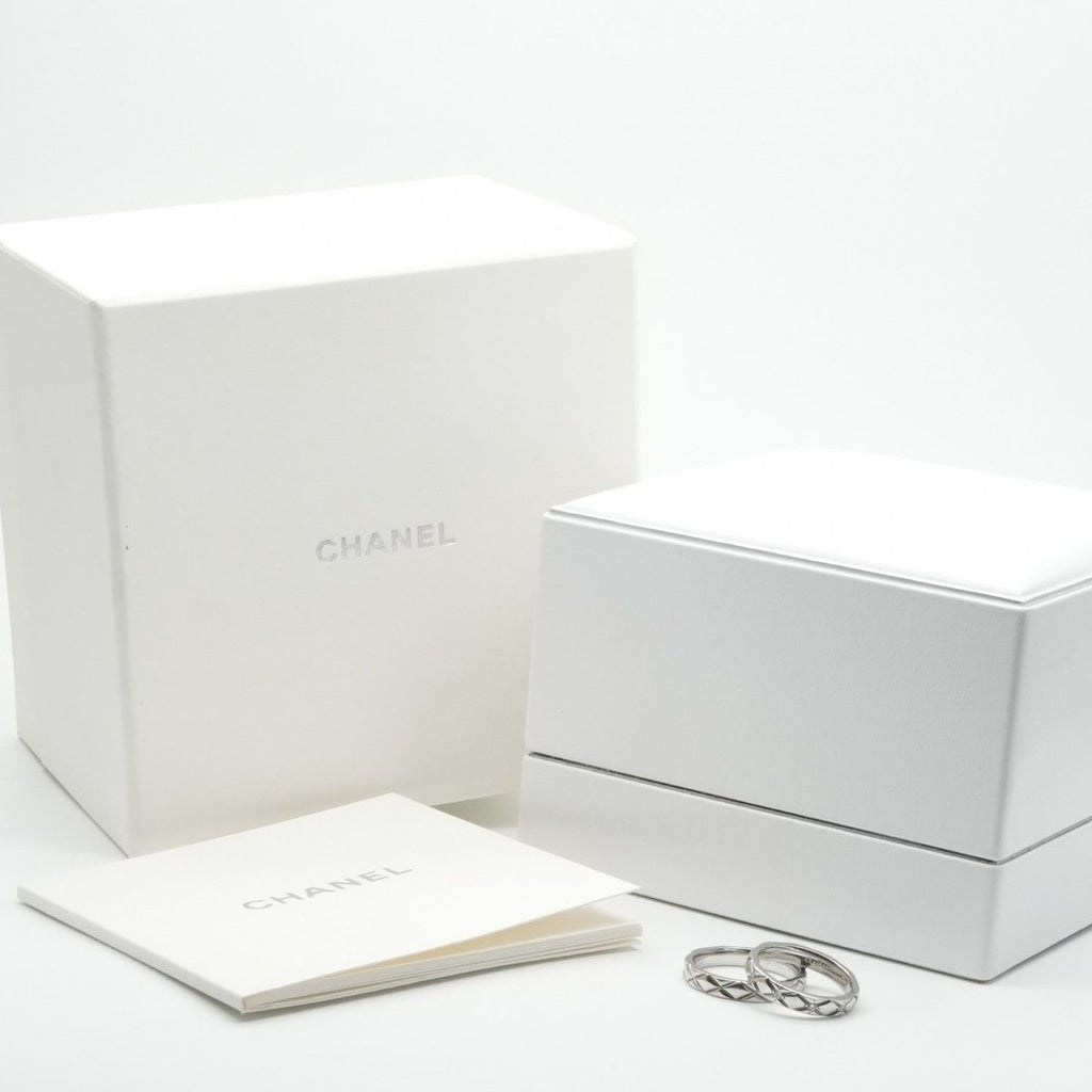 Chanel Quilted Coco Crush Ring Silver Wedding Pair Marriage — view 9