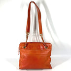 Chanel Shoulder Bag CC Logo Leather Orange Gold — view 2