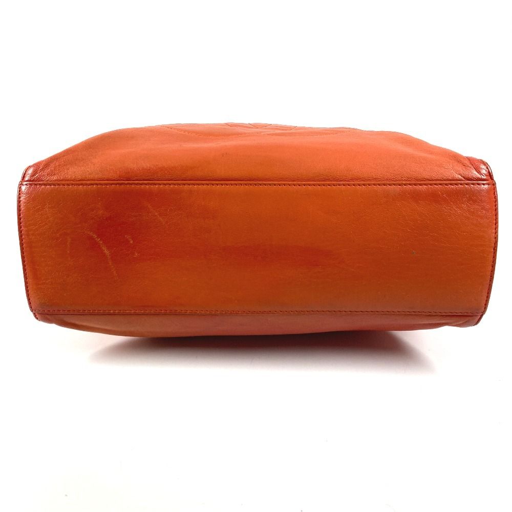 Chanel Shoulder Bag CC Logo Leather Orange Gold — view 5