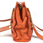 Chanel Shoulder Bag CC Logo Leather Orange Gold — view 4