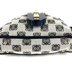 Loewe Shoulder Bag Padlock Logo Leather Canvas Black Gray — view 7