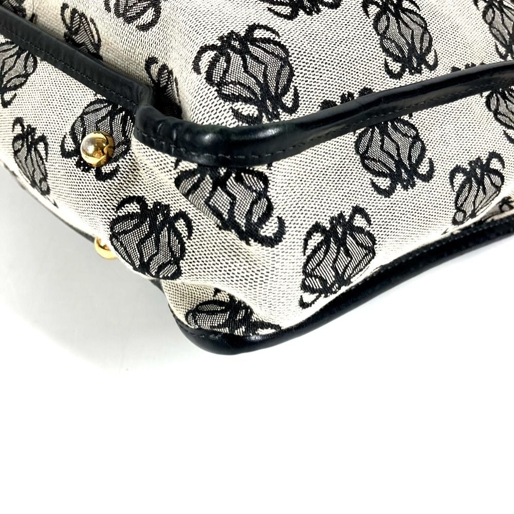 Loewe Shoulder Bag Padlock Logo Leather Canvas Black Gray — view 6
