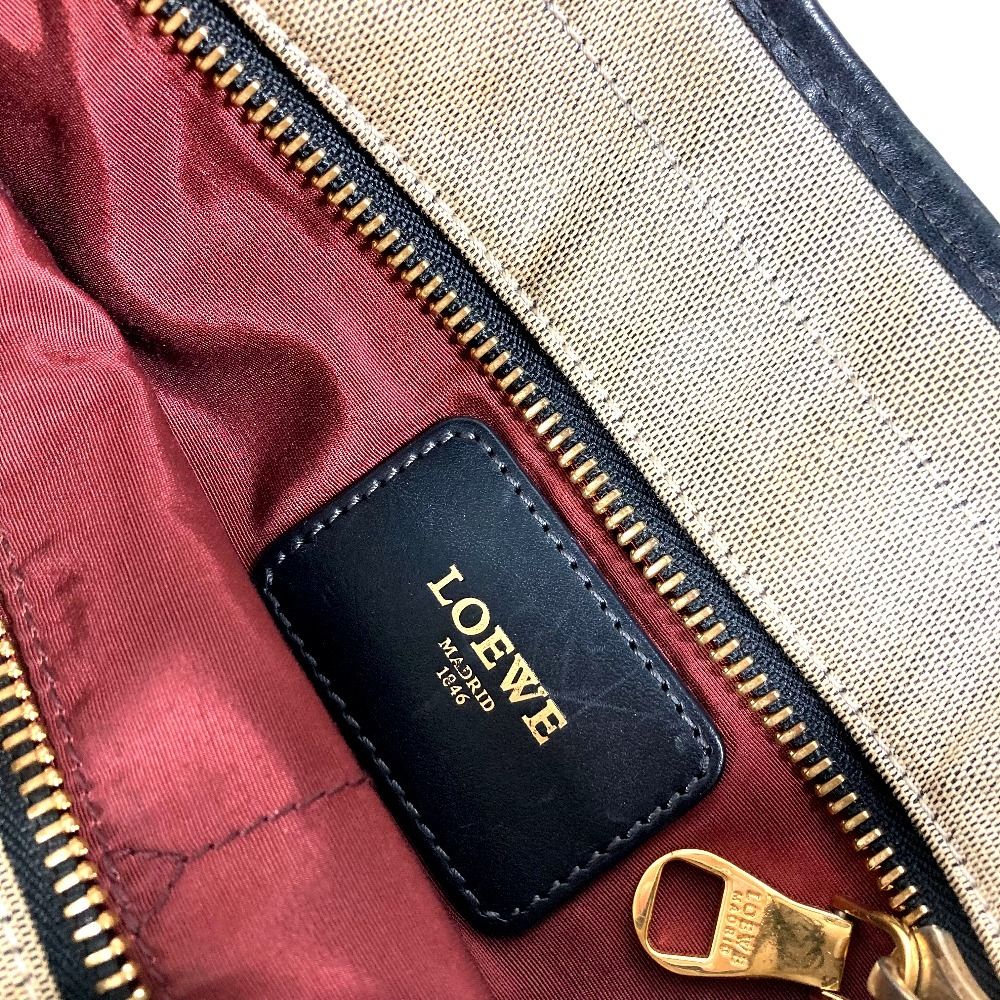 Loewe Shoulder Bag Padlock Logo Leather Canvas Black Gray — view 3