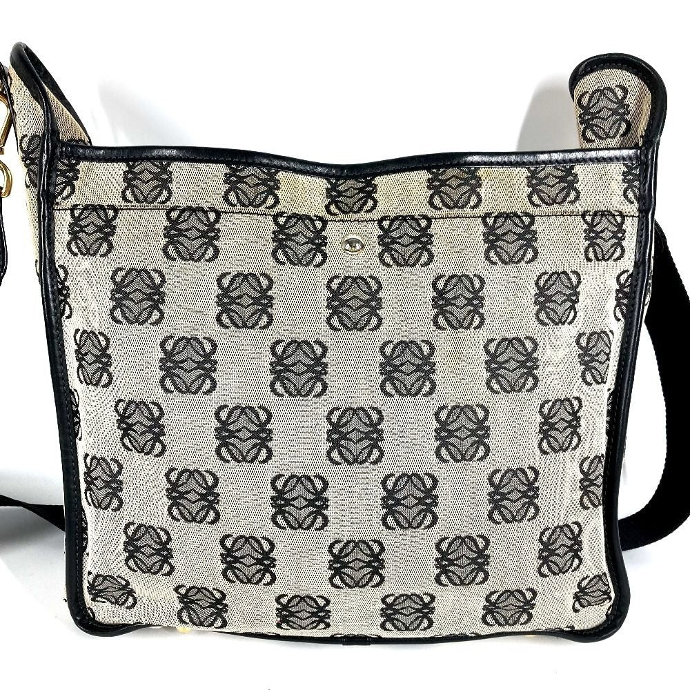 Loewe Shoulder Bag Padlock Logo Leather Canvas Black Gray — view 4
