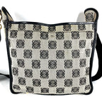 Loewe Shoulder Bag Padlock Logo Leather Canvas Black Gray — view 4