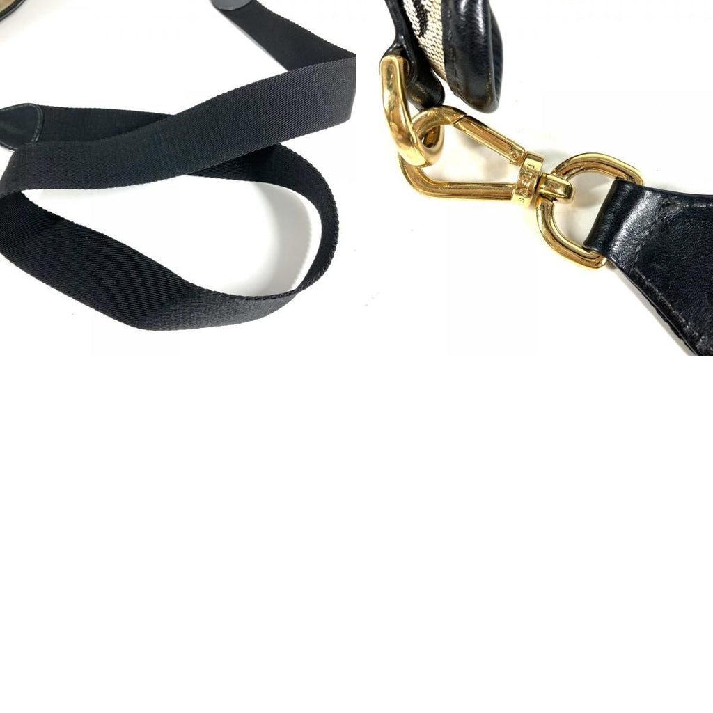 Loewe Shoulder Bag Padlock Logo Leather Canvas Black Gray — view 9