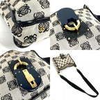 Loewe Shoulder Bag Padlock Logo Leather Canvas Black Gray — view 8