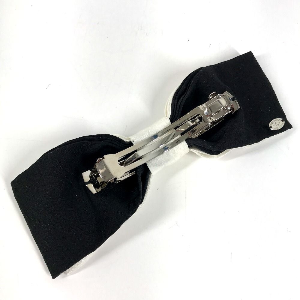 Chanel Barrette CC Logo Ribbon Silk White Hair Accessory Clip — view 2