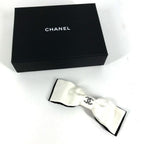 Chanel Barrette CC Logo Ribbon Silk White Hair Accessory Clip — view 7