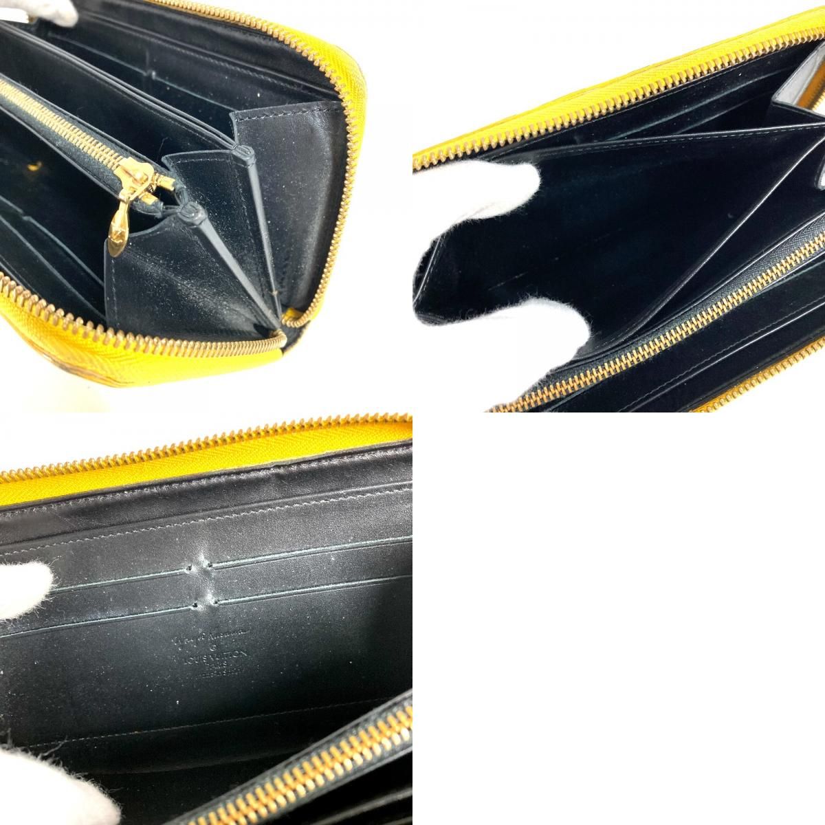 Louis Vuitton Wallet Zippy Patent Leather Yellow Black — view 9