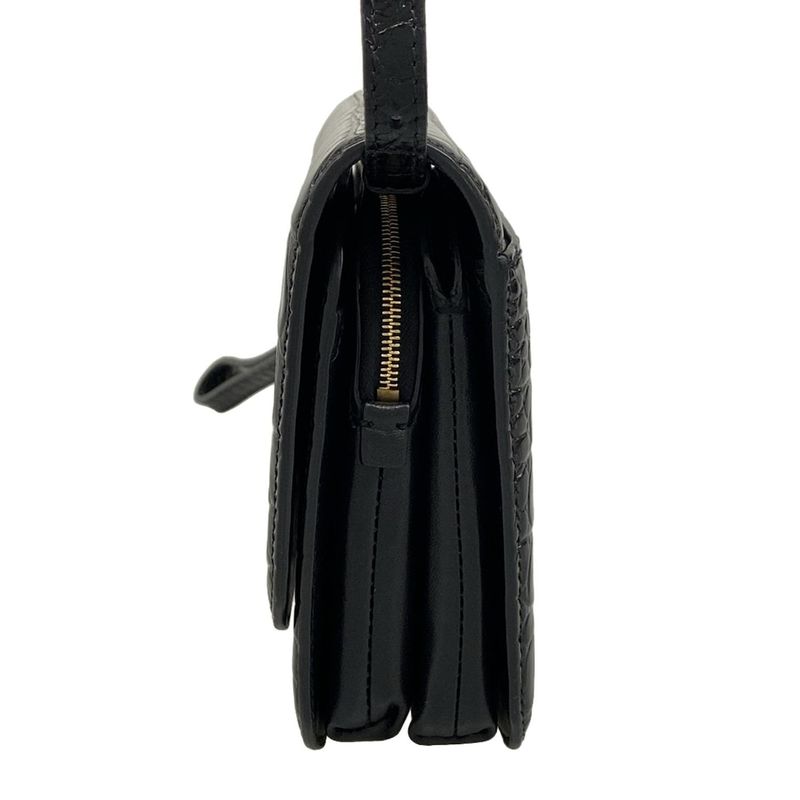 Balenciaga Shoulder Bag Black Embossed Removable Strap Leather