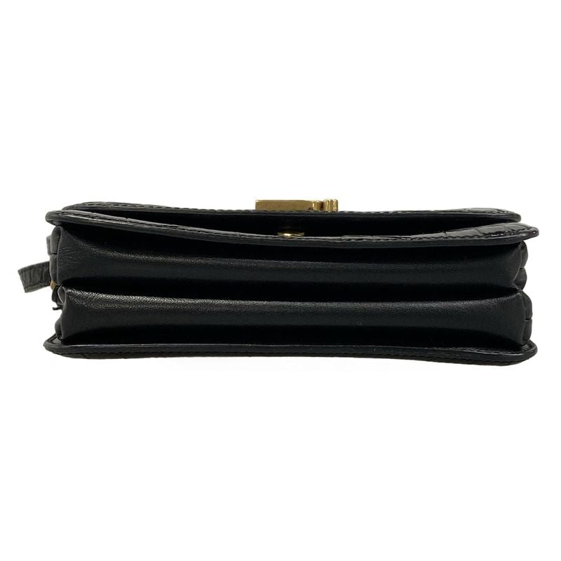 Balenciaga Shoulder Bag Black Embossed Removable Strap Leather