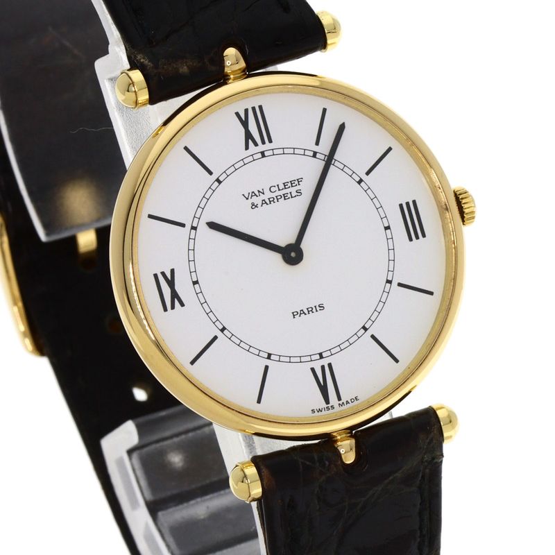 Van Cleef & Arpels Classic la Collection Watch 18K Yellow Gold Leather
