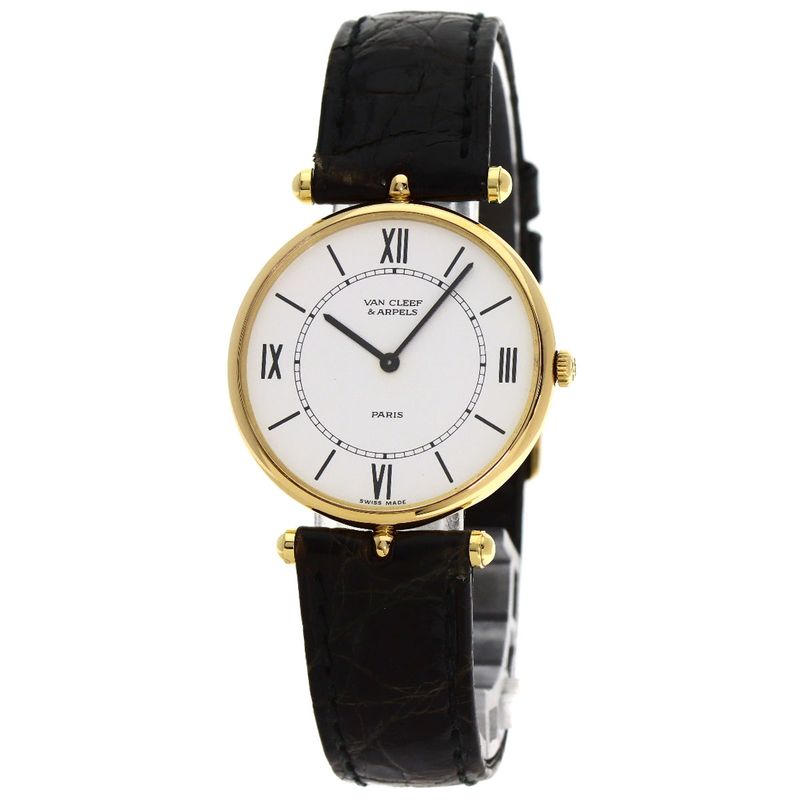 Van Cleef & Arpels Classic la Collection Watch 18K Yellow Gold Leather