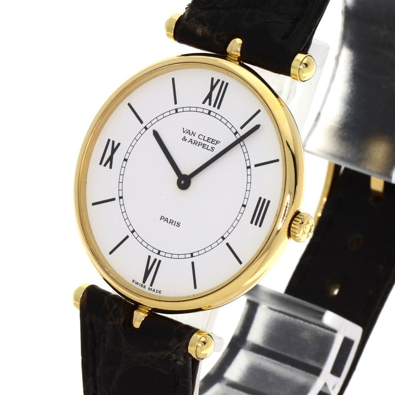 Van Cleef & Arpels Classic la Collection Watch 18K Yellow Gold Leather
