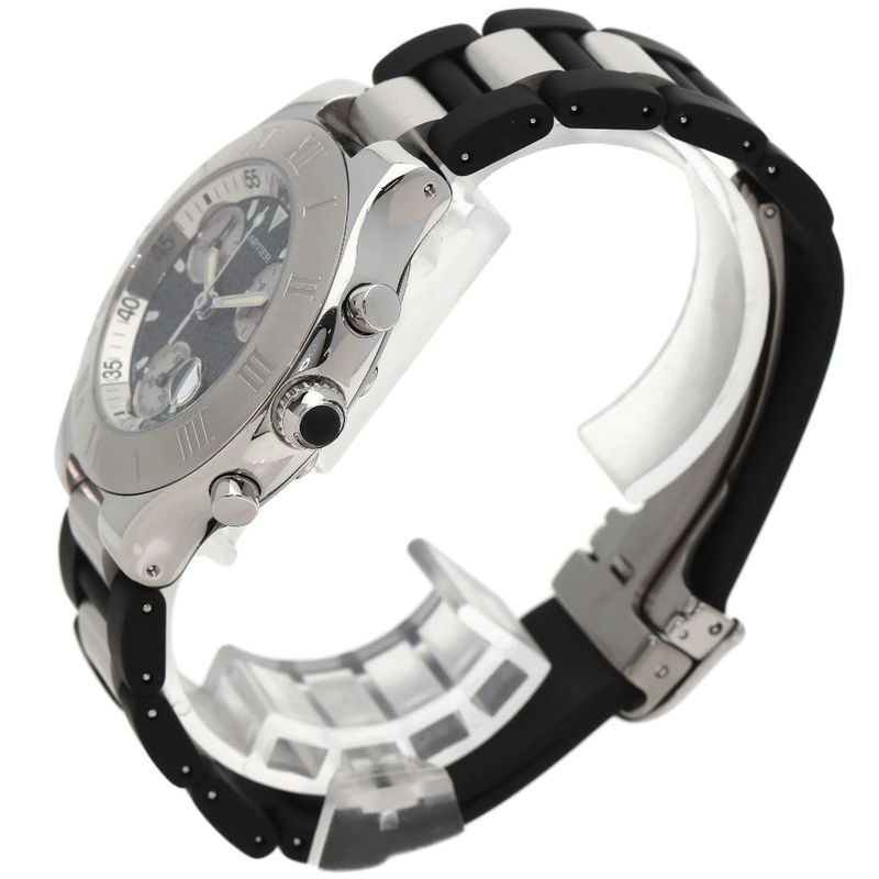 Cartier Must 21 Chronoscaph Watch SS Ssx Rubber