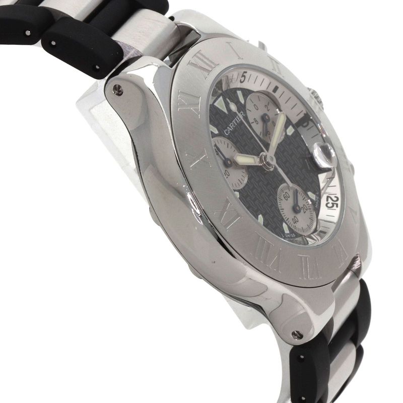 Cartier Must 21 Chronoscaph Watch SS Ssx Rubber
