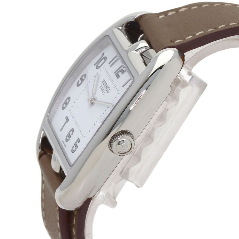 Hermes Cape Cod Double Tour Etoupe Watch SS Leather