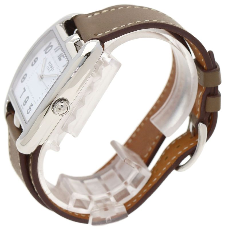 Hermes Cape Cod Double Tour Etoupe Watch SS Leather